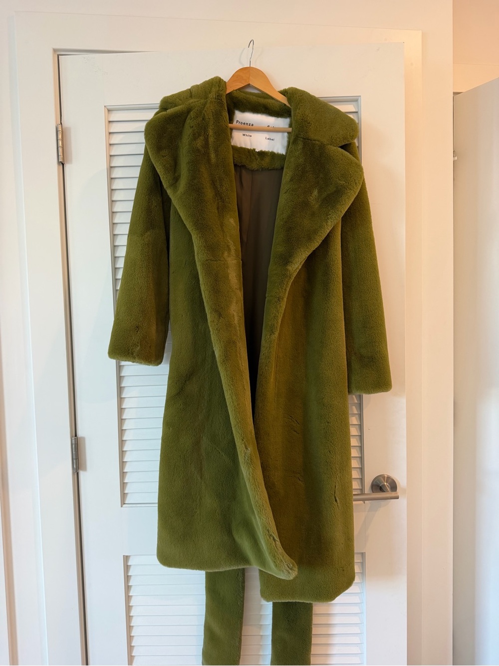Proenza Schouler Olive Green Faux Fur Hooded Coat